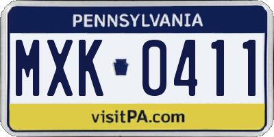 PA license plate MXK0411