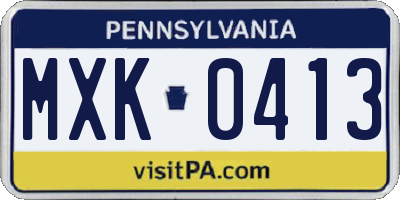 PA license plate MXK0413