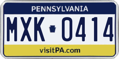 PA license plate MXK0414