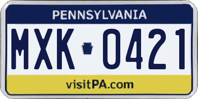 PA license plate MXK0421