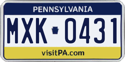 PA license plate MXK0431