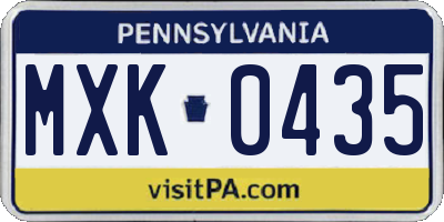 PA license plate MXK0435