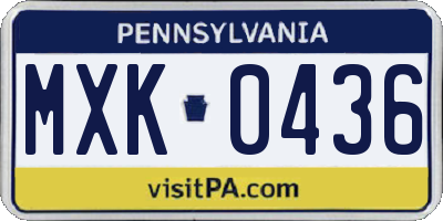 PA license plate MXK0436