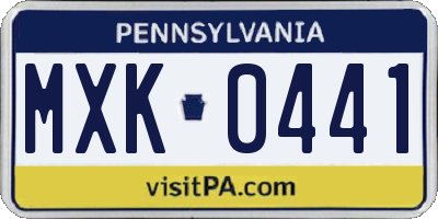PA license plate MXK0441