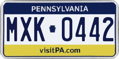 PA license plate MXK0442