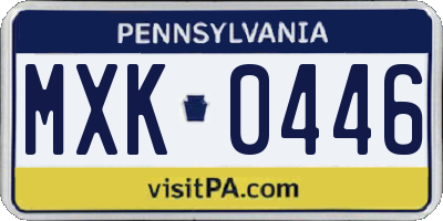 PA license plate MXK0446