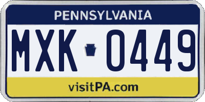 PA license plate MXK0449