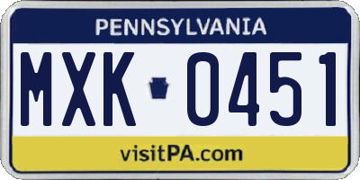 PA license plate MXK0451