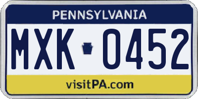 PA license plate MXK0452