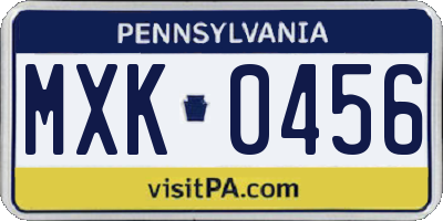 PA license plate MXK0456