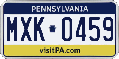PA license plate MXK0459