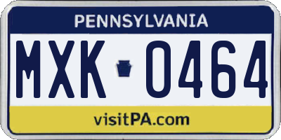 PA license plate MXK0464