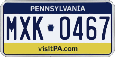 PA license plate MXK0467