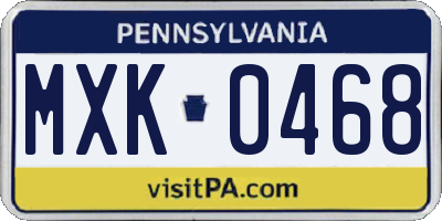 PA license plate MXK0468