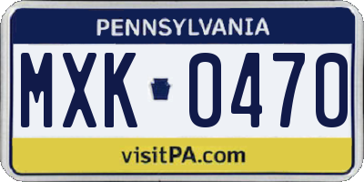 PA license plate MXK0470