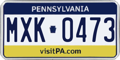 PA license plate MXK0473