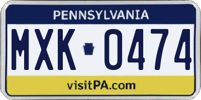 PA license plate MXK0474