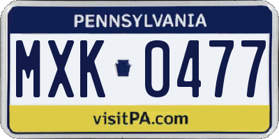 PA license plate MXK0477