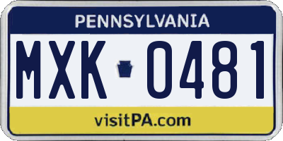 PA license plate MXK0481