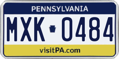 PA license plate MXK0484