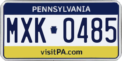 PA license plate MXK0485