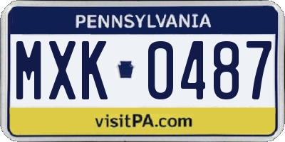 PA license plate MXK0487