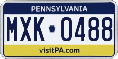 PA license plate MXK0488