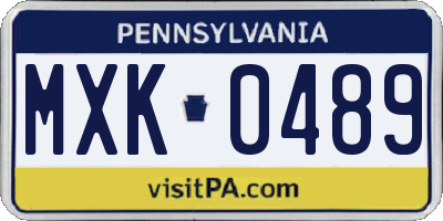 PA license plate MXK0489