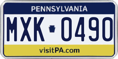 PA license plate MXK0490