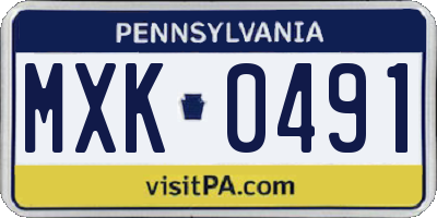 PA license plate MXK0491