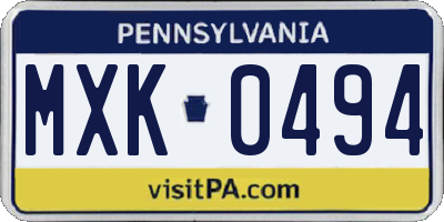 PA license plate MXK0494