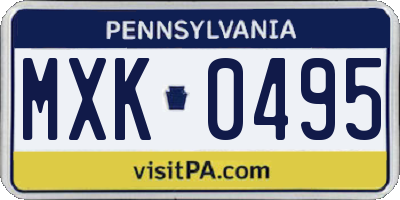 PA license plate MXK0495