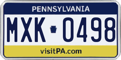 PA license plate MXK0498