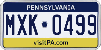 PA license plate MXK0499