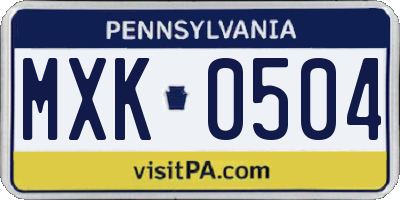 PA license plate MXK0504