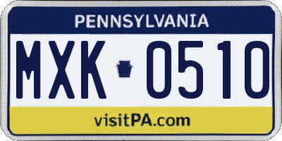 PA license plate MXK0510