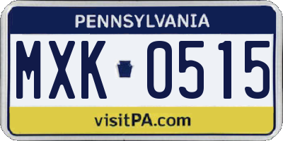 PA license plate MXK0515
