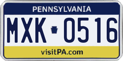 PA license plate MXK0516
