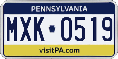 PA license plate MXK0519