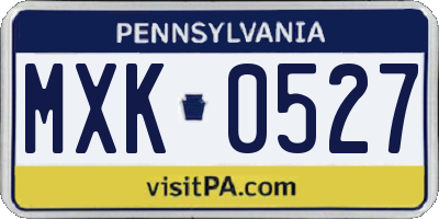 PA license plate MXK0527