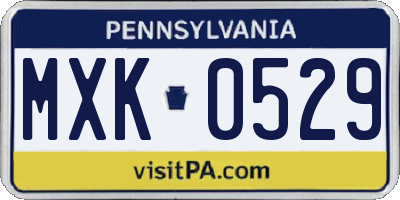 PA license plate MXK0529