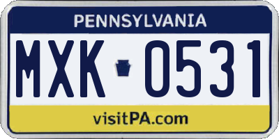 PA license plate MXK0531