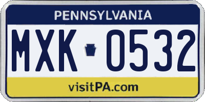PA license plate MXK0532