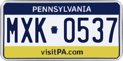 PA license plate MXK0537