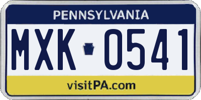 PA license plate MXK0541
