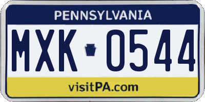PA license plate MXK0544