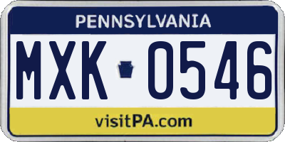 PA license plate MXK0546