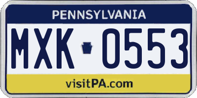 PA license plate MXK0553