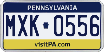 PA license plate MXK0556