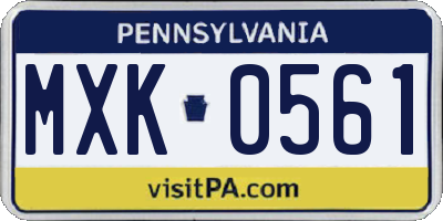 PA license plate MXK0561